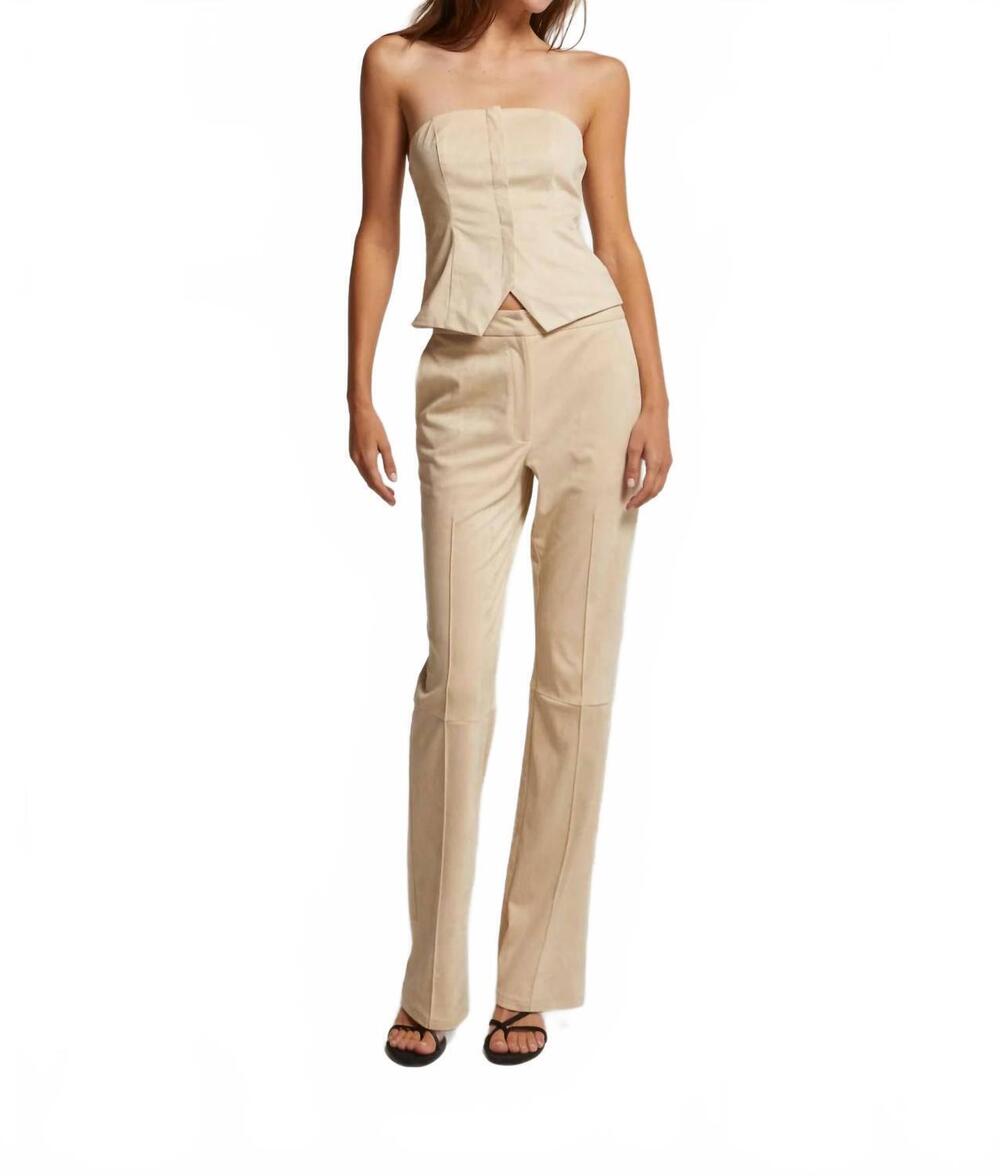 NEW CRESCENT neve suede flared pant in light beige